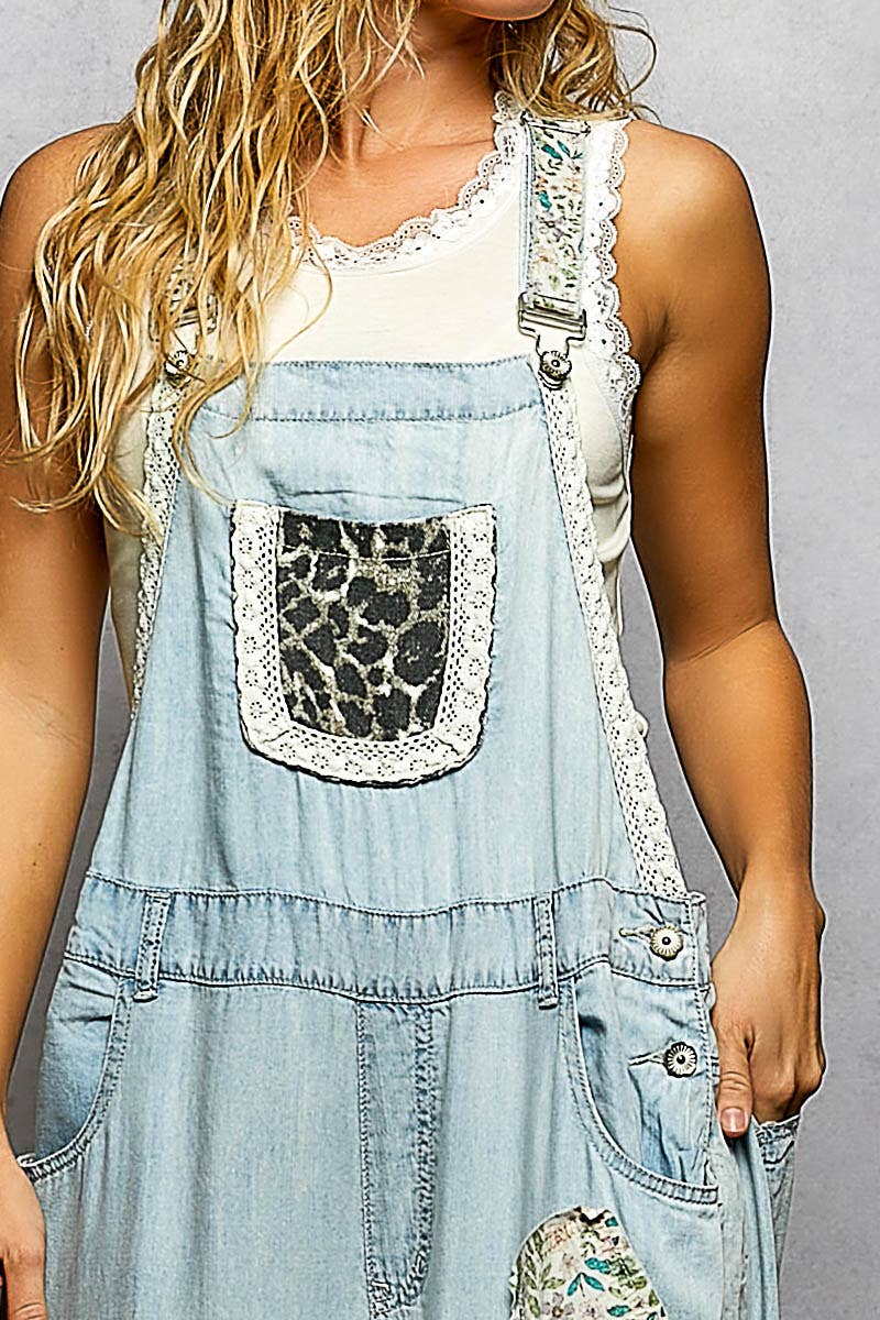 Mixed Ruffle Wide Leg Overall