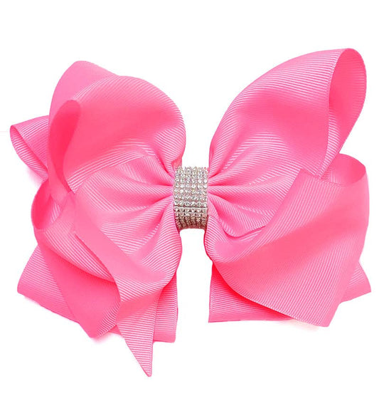 Geranium Rhinestone Hair Bow