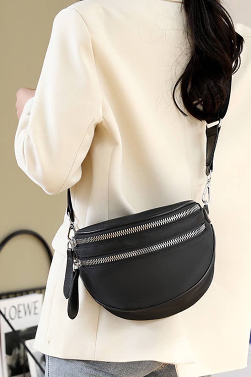 Double Zip Crescent Sling Bum Bag