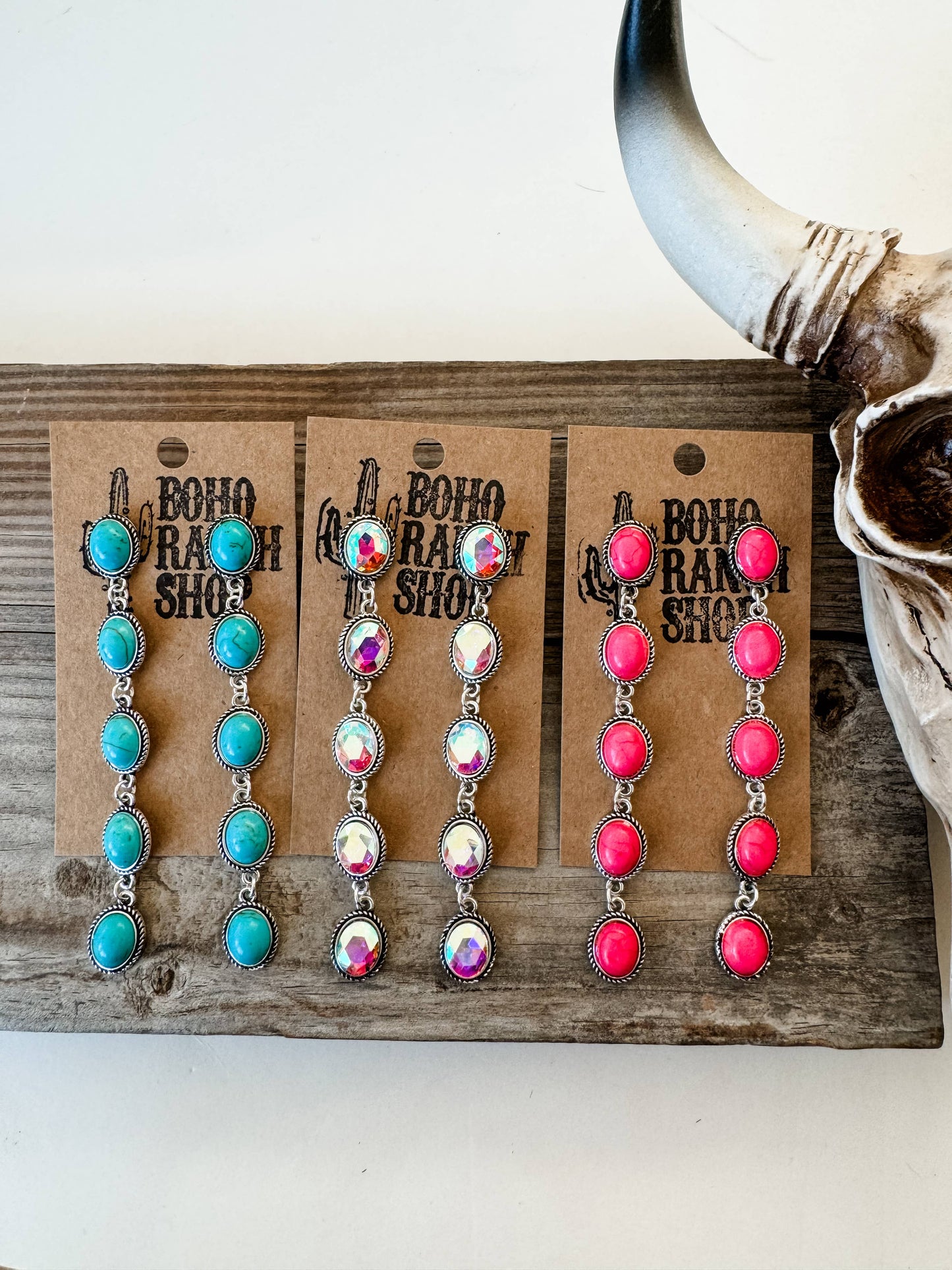 5 Tier Stone Drop Earrings