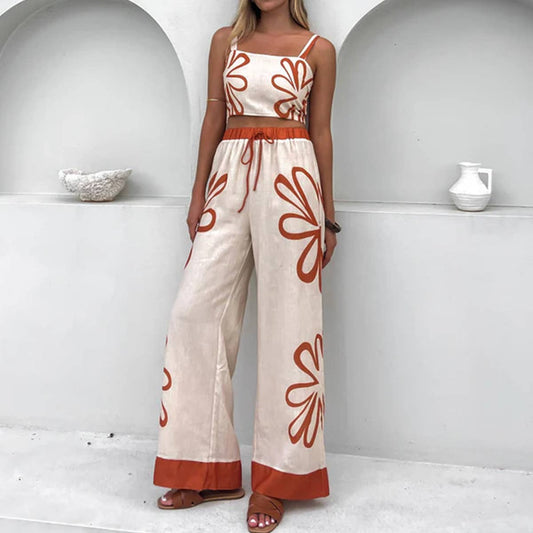 Halter Crop Top Pants Set