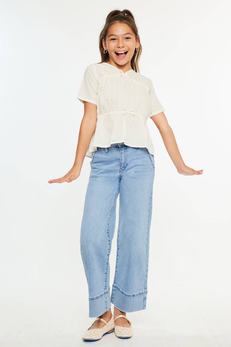 Girls HIGH RISE CROPPED WIDE LEG JEANS KanCan
