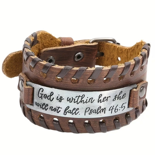 Psalm 46:5 Leather Bracelet
