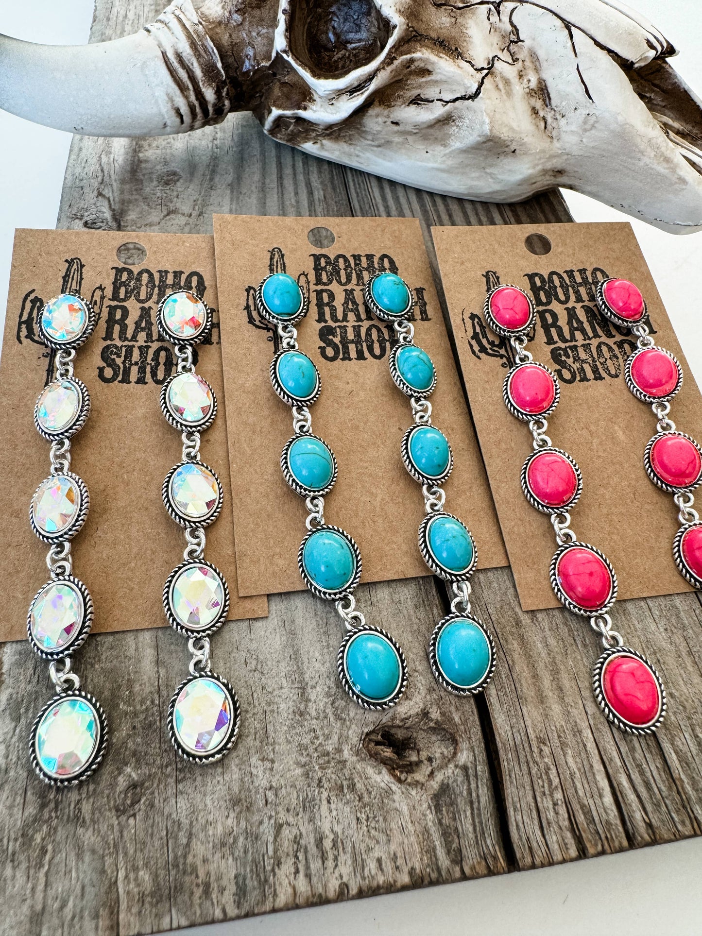 5 Tier Stone Drop Earrings