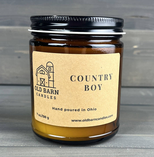 Country Boy 9oz Amber Straight Sided Jar w/Lid