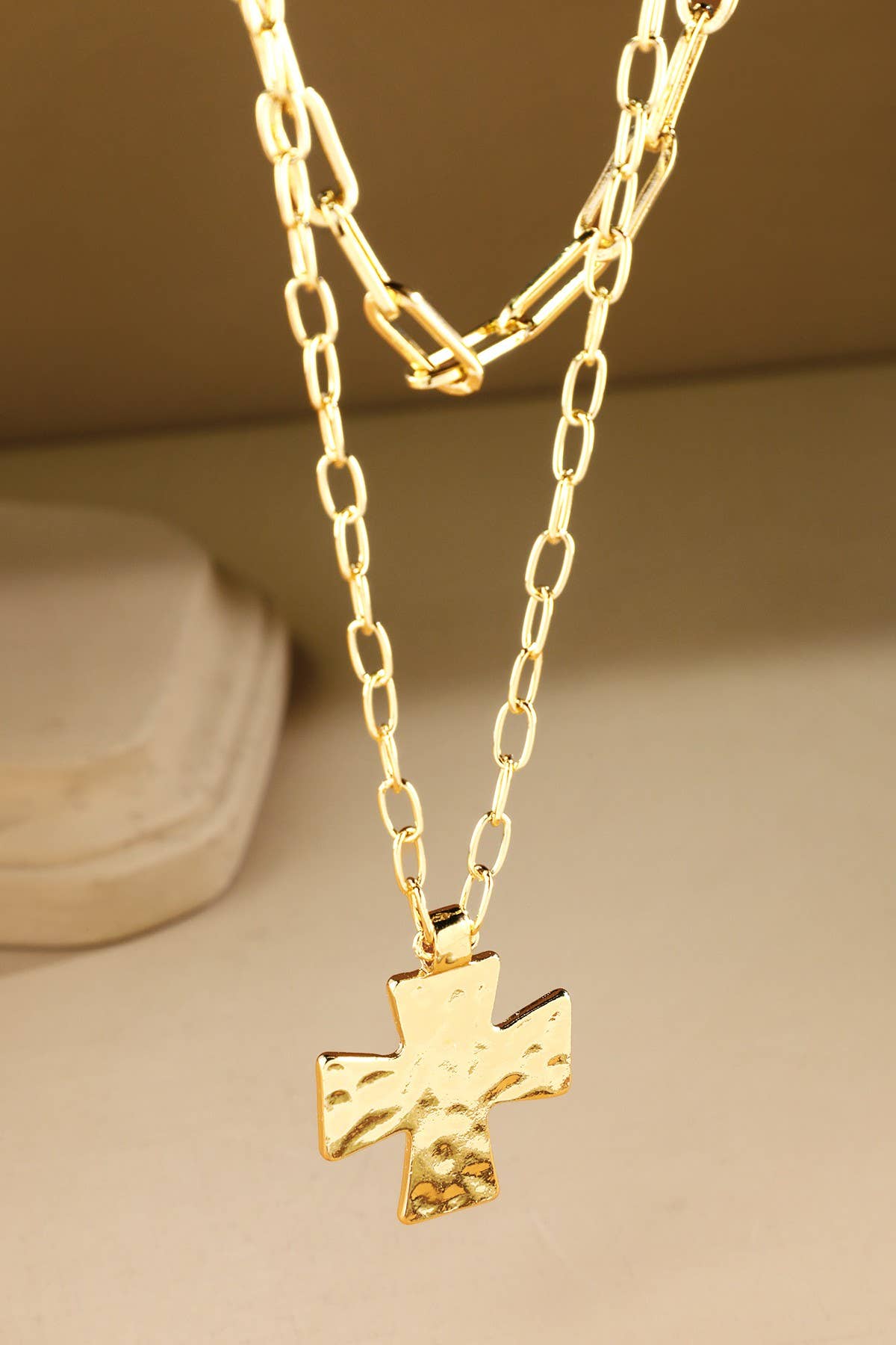 Gold Cross Layered Necklace