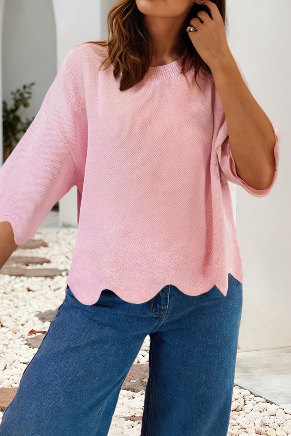 Scalloped Hem Top