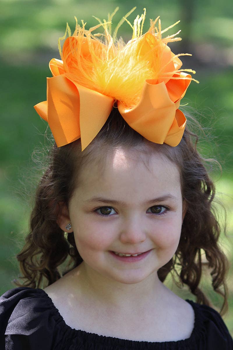 GOLD DOUBLE LAYER FEATHER HAIR BOWS 7.5"