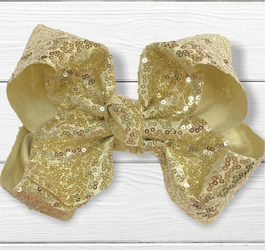 Girls Gold Sequin Bow