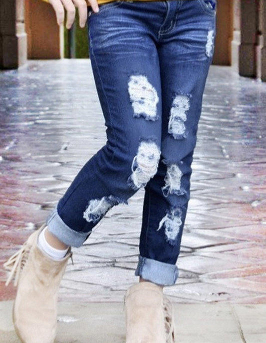 Girls Distressed Denim Jean