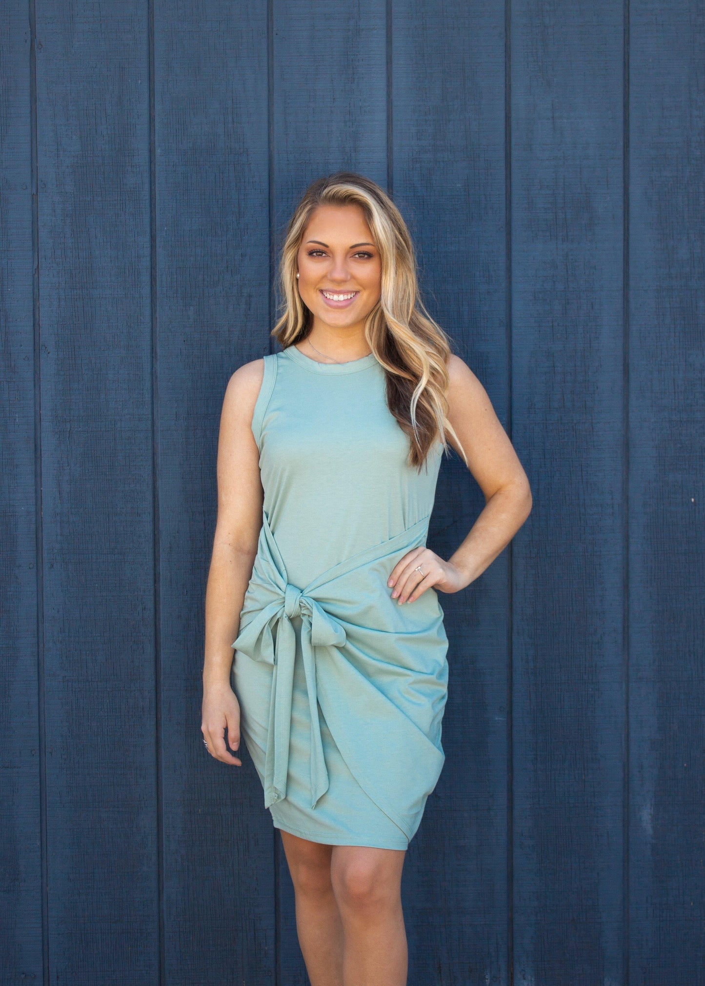 Green Front Tie Dress