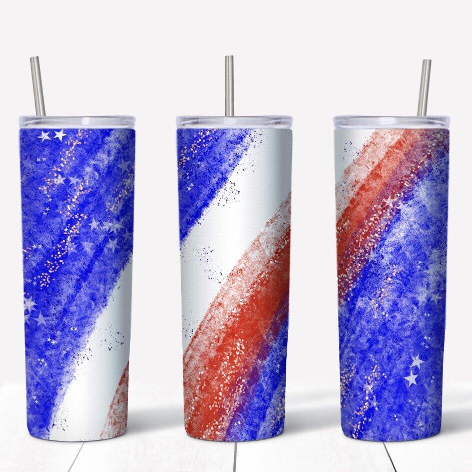 Red White and Blue Sparkle Tumbler
