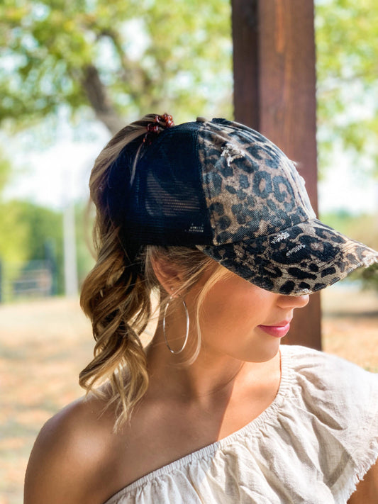 Leopard Ponytail Hat