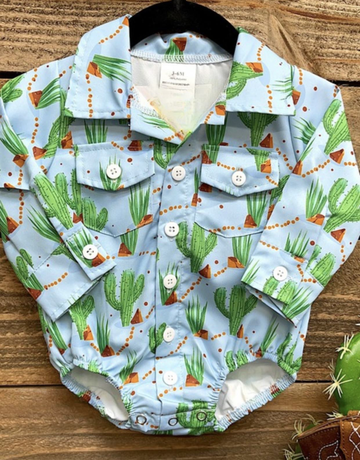 Infant Boys Cactus Onesie Button Up