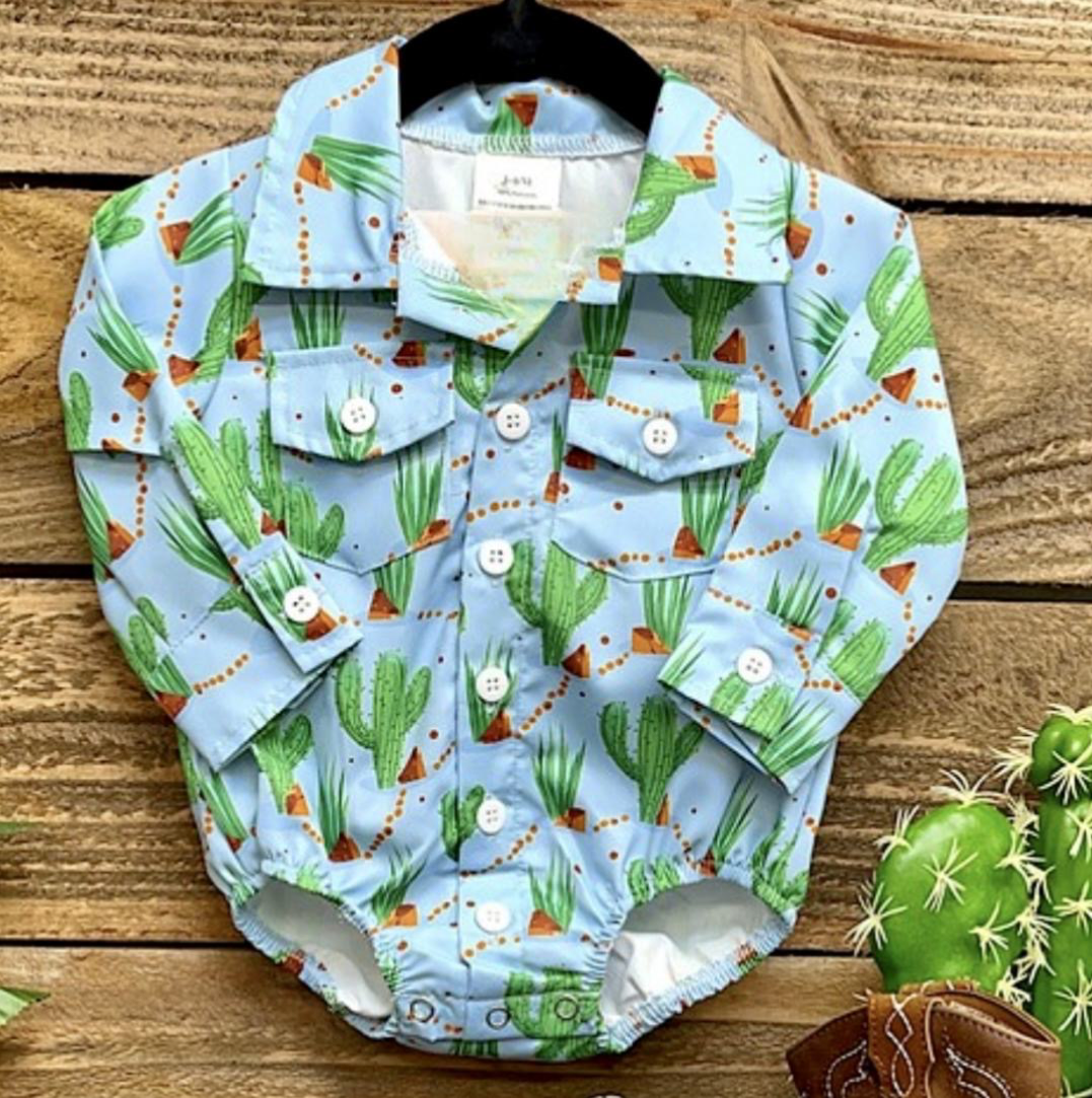 Infant Boys Cactus Onesie Button Up