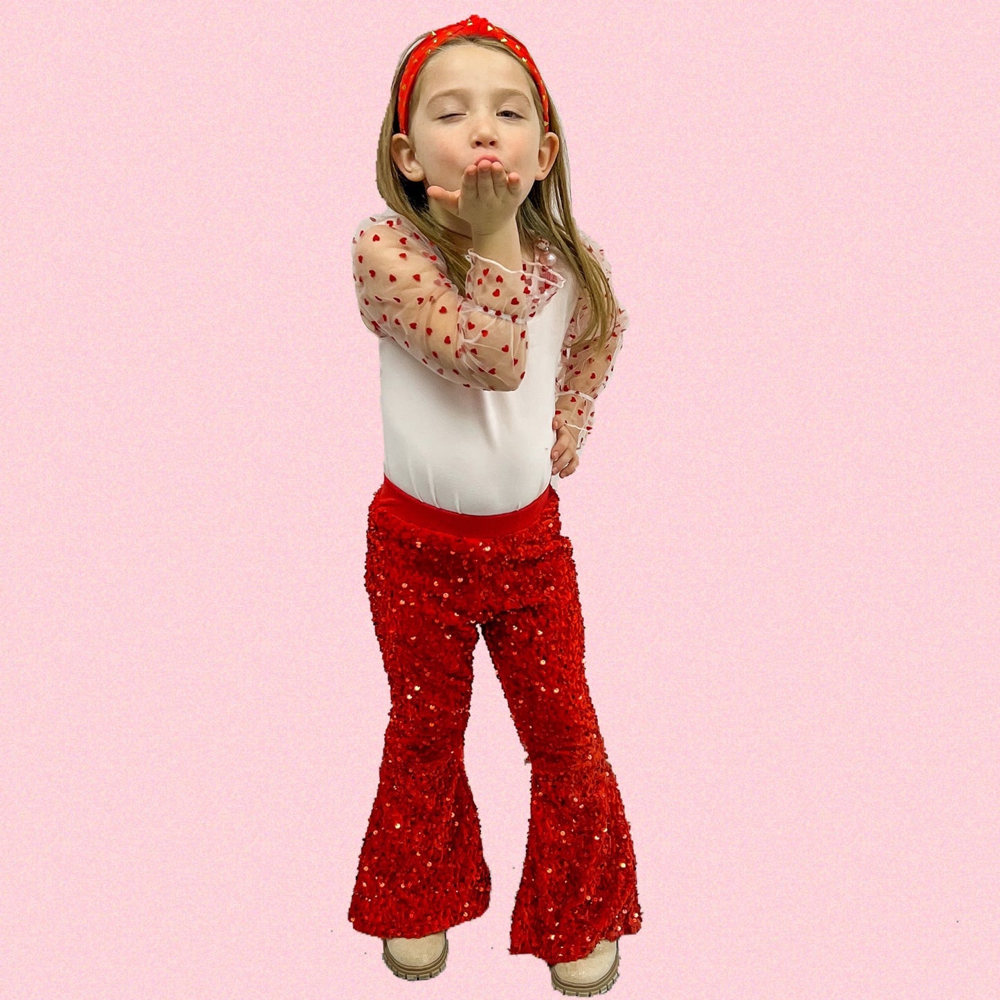 Girls Red Sequin Pants