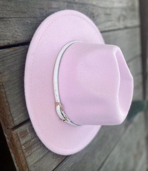 Pink Belted Fedora Hat