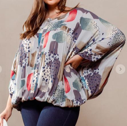 Plus Abstract Blouse