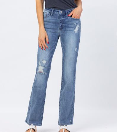 Plus Judy Blue Distressed Bootcut Jeans