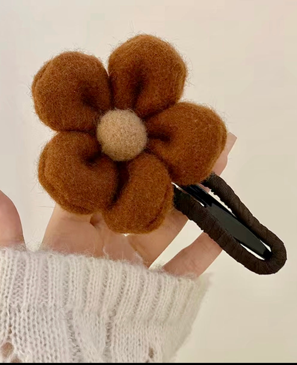 Large Plush Flower Hair Clip