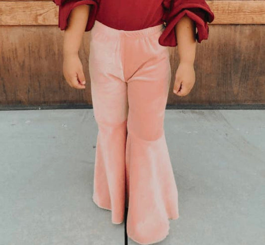 Girls Velour Bell Bottom Pants