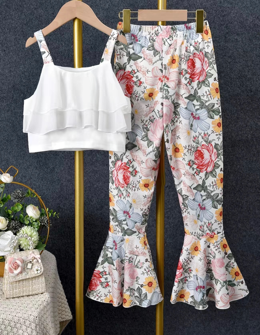 Girls Flowy Floral Pant Set