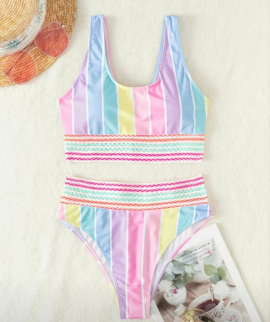Colorful Striped Swimsuit