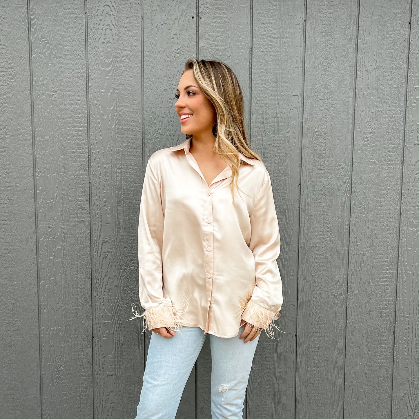 Champagne Feather Blouse