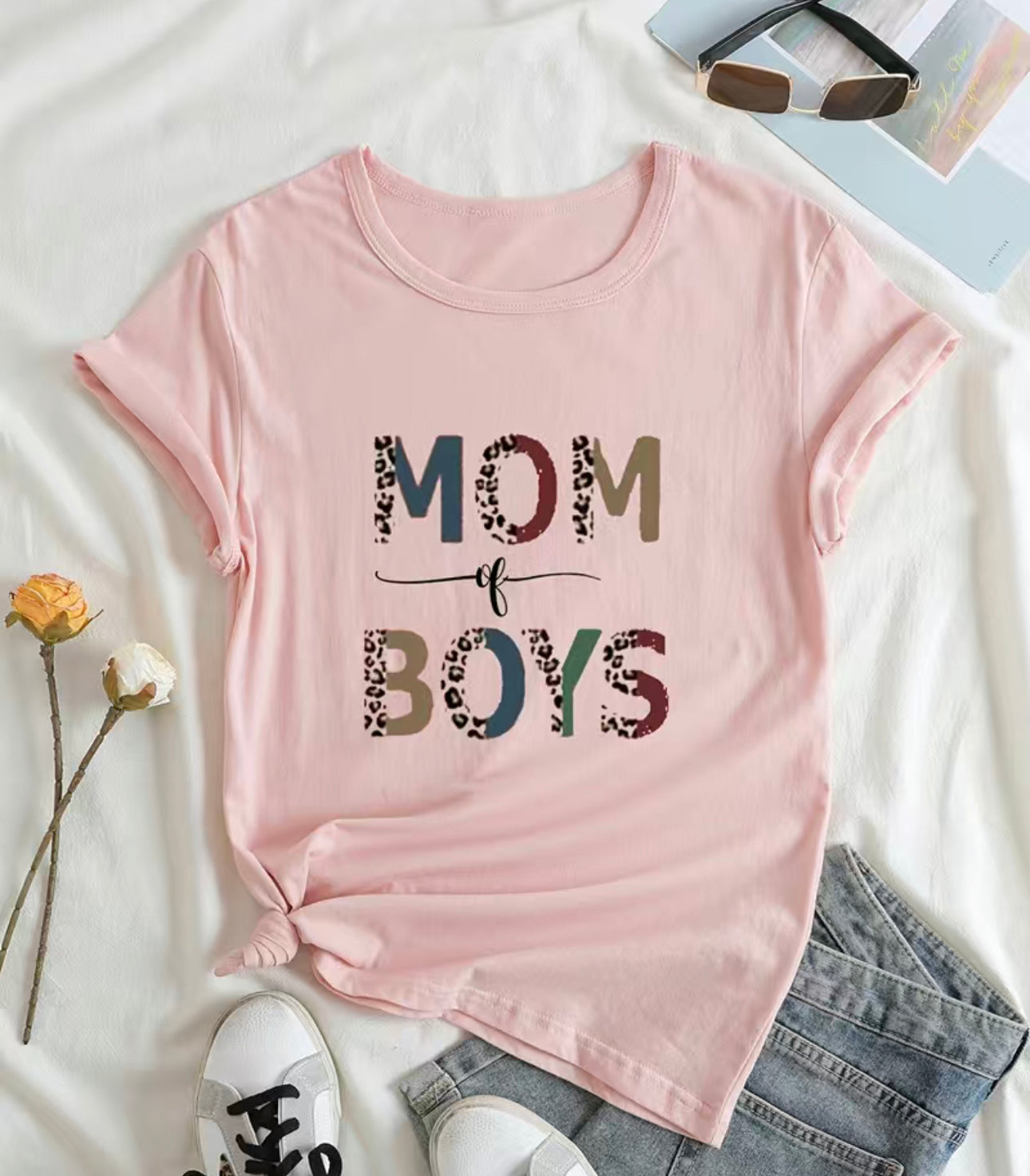 Mom of Boys T-Shirt Pink