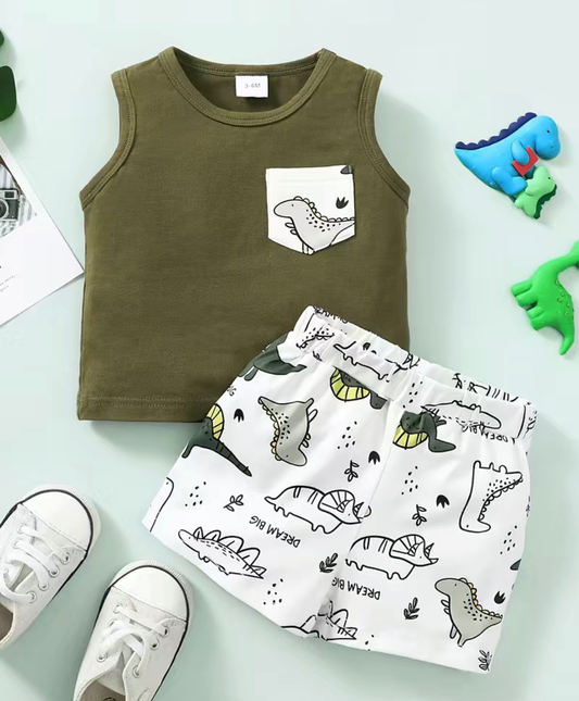 Infant Dino Pocket Tank Shorts Set