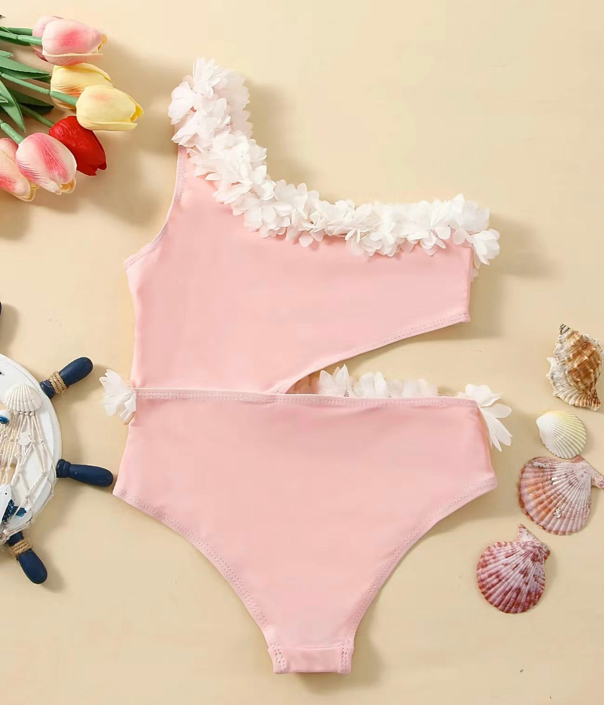 Girls Flower One Piece Swimsuit