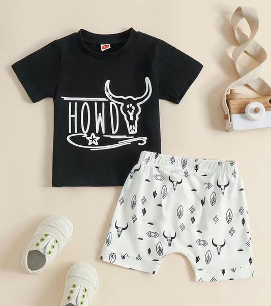 Boys Howdy Shorts Set