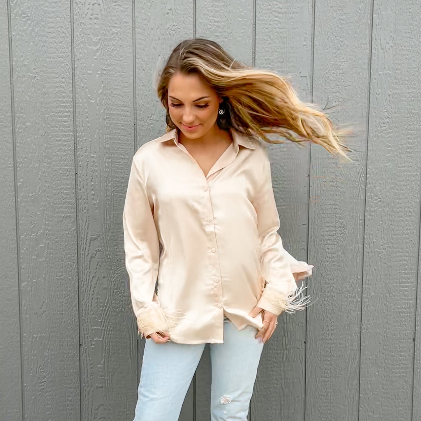 Champagne Feather Blouse