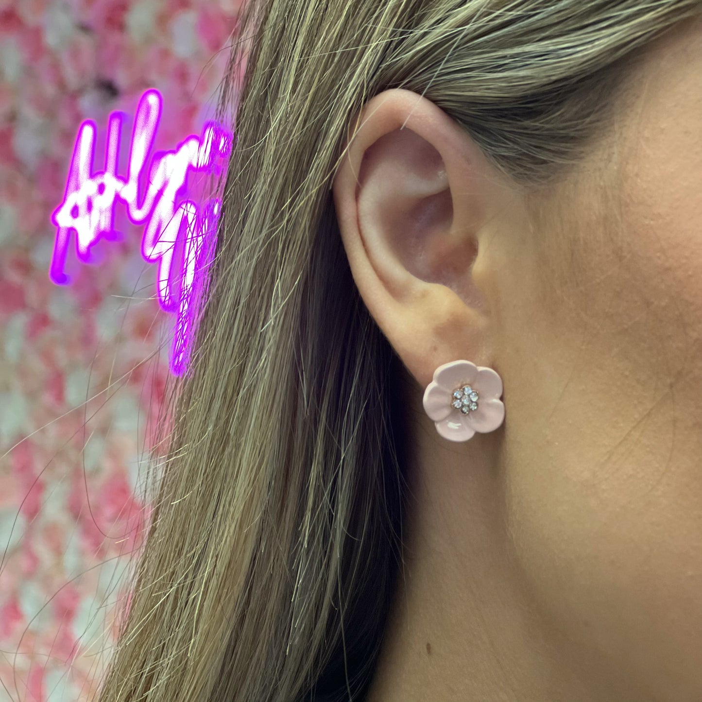 Pink Flower Earrings