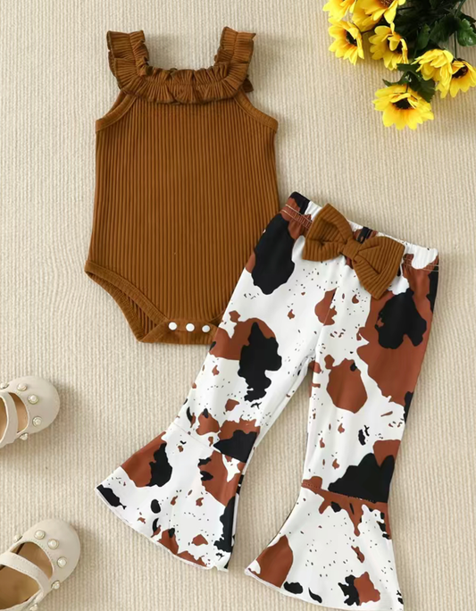 Infant Brown Cow Pants Set