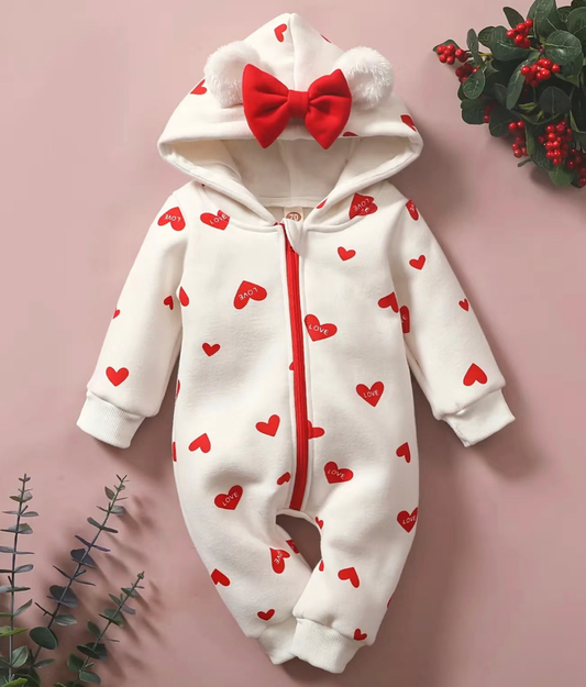 Infant Heart Hooded Jumpsuit
