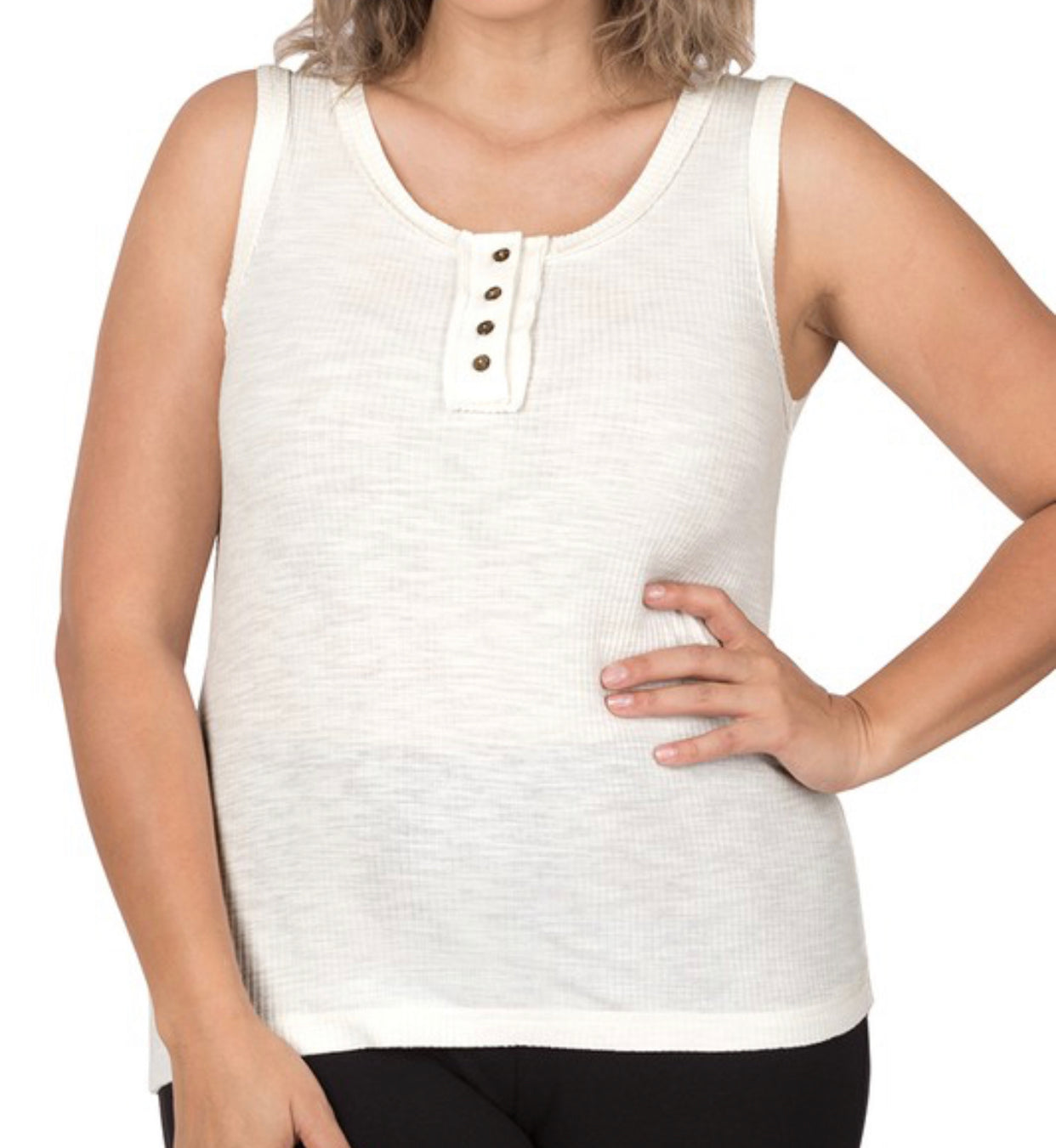 Plus Ivory Ribbed Tank Top