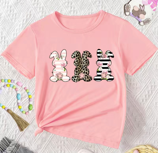 Girls Pink Bunny Print T-Shirt