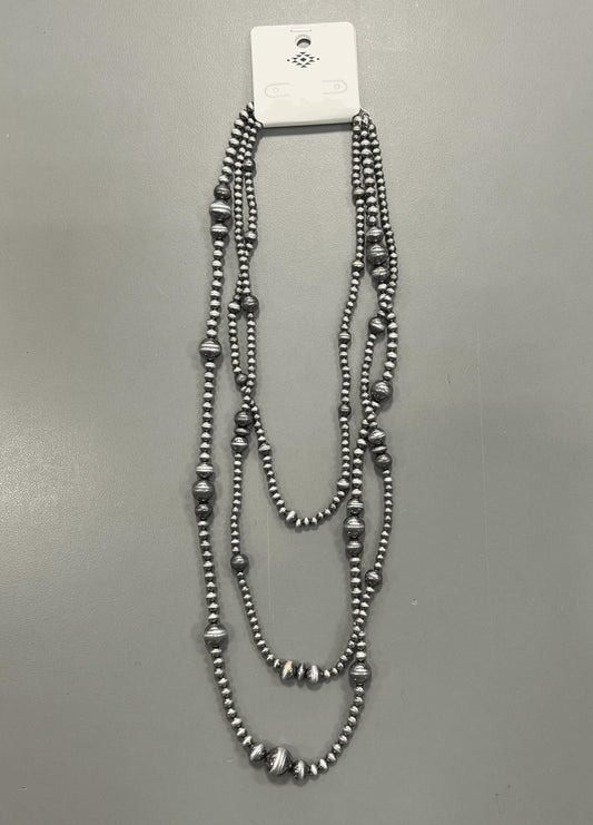 Burnish Silver Navajo Pearl Necklace