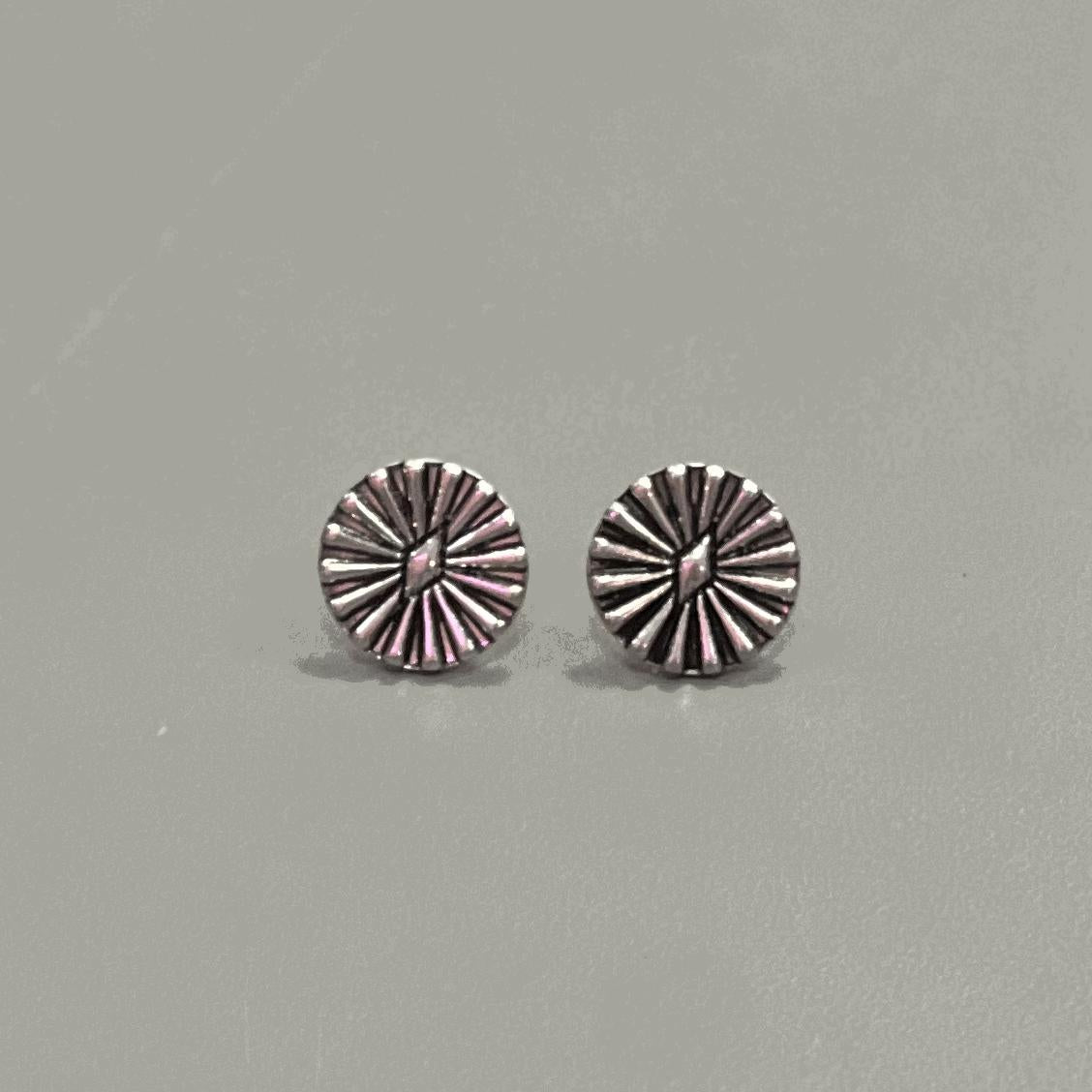 Round Silver Textured Earrings
